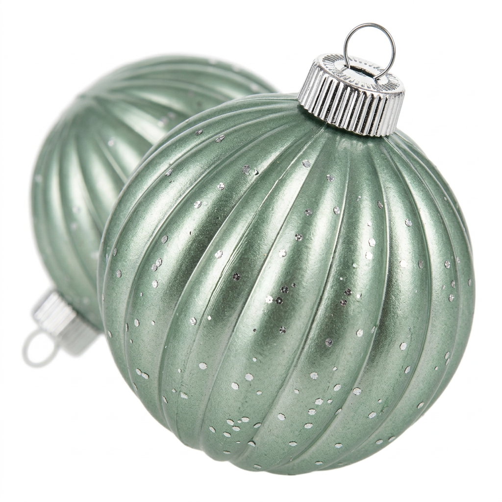 Plastic Christmas Hanging Balls 2 Piece Sage Green - 10cm
