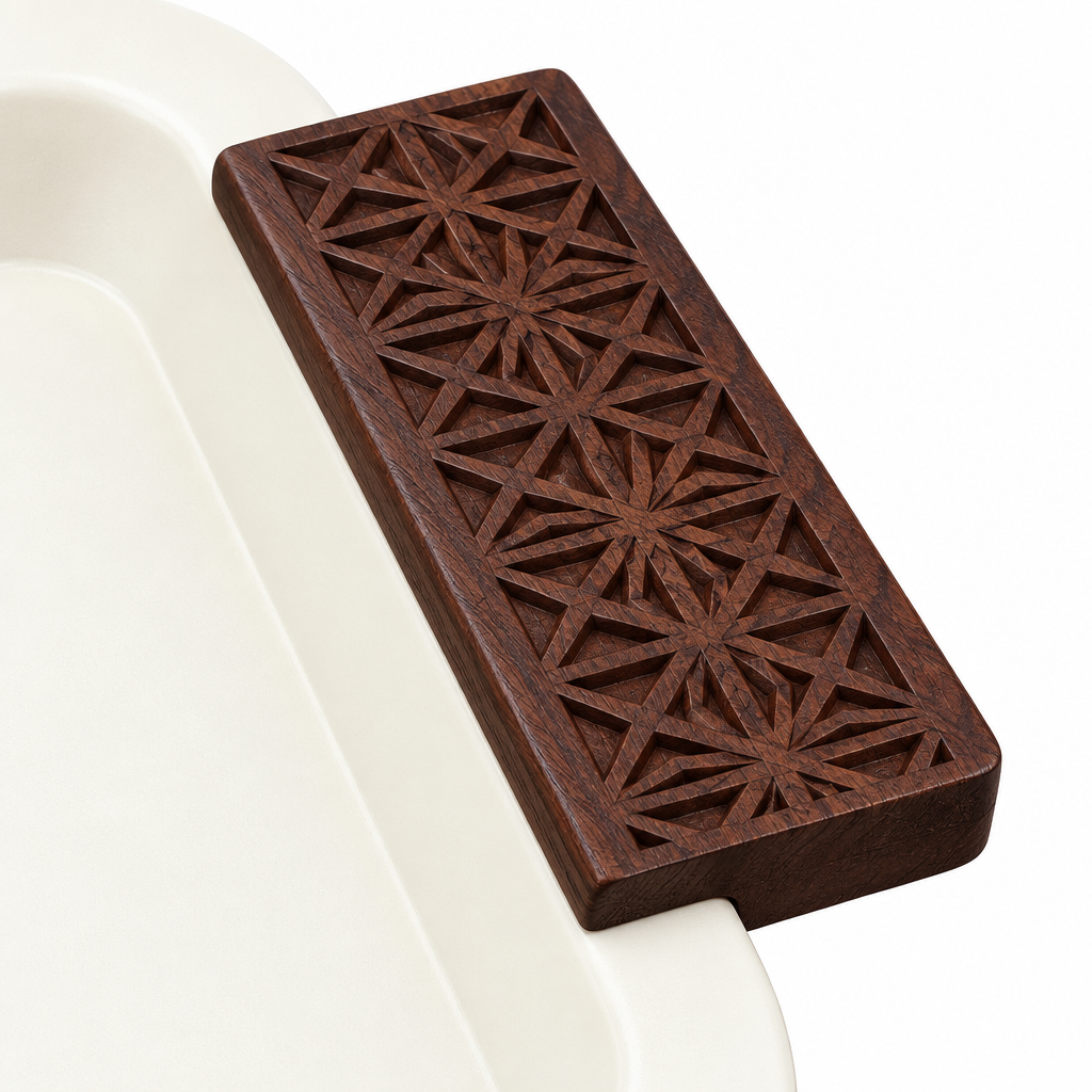 Metal Rectangle Tray with Wooden Handles Cream - 32x24cm