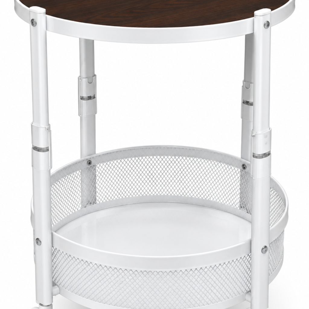 Metal & Wooedn 2-Tier Rolling Coffee Table - 50×35cm