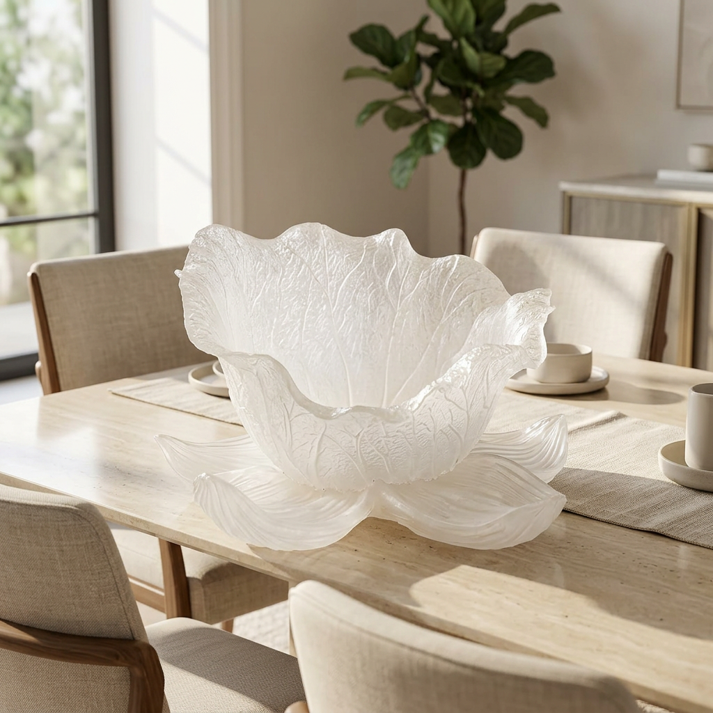 Resin Floral Decorative Bowl Pearl White - 30cm