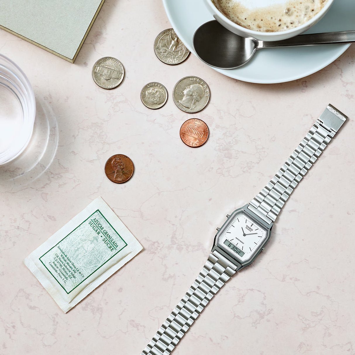 Casio Vintage Series AQ230A-7D White Dial Stainless Steel Watch