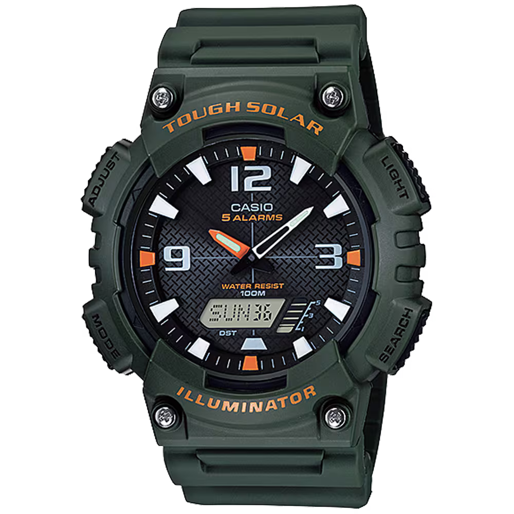Casio Men's AQ-S810W-3AVDF Tough Solar Analog-Digital Watch, Green