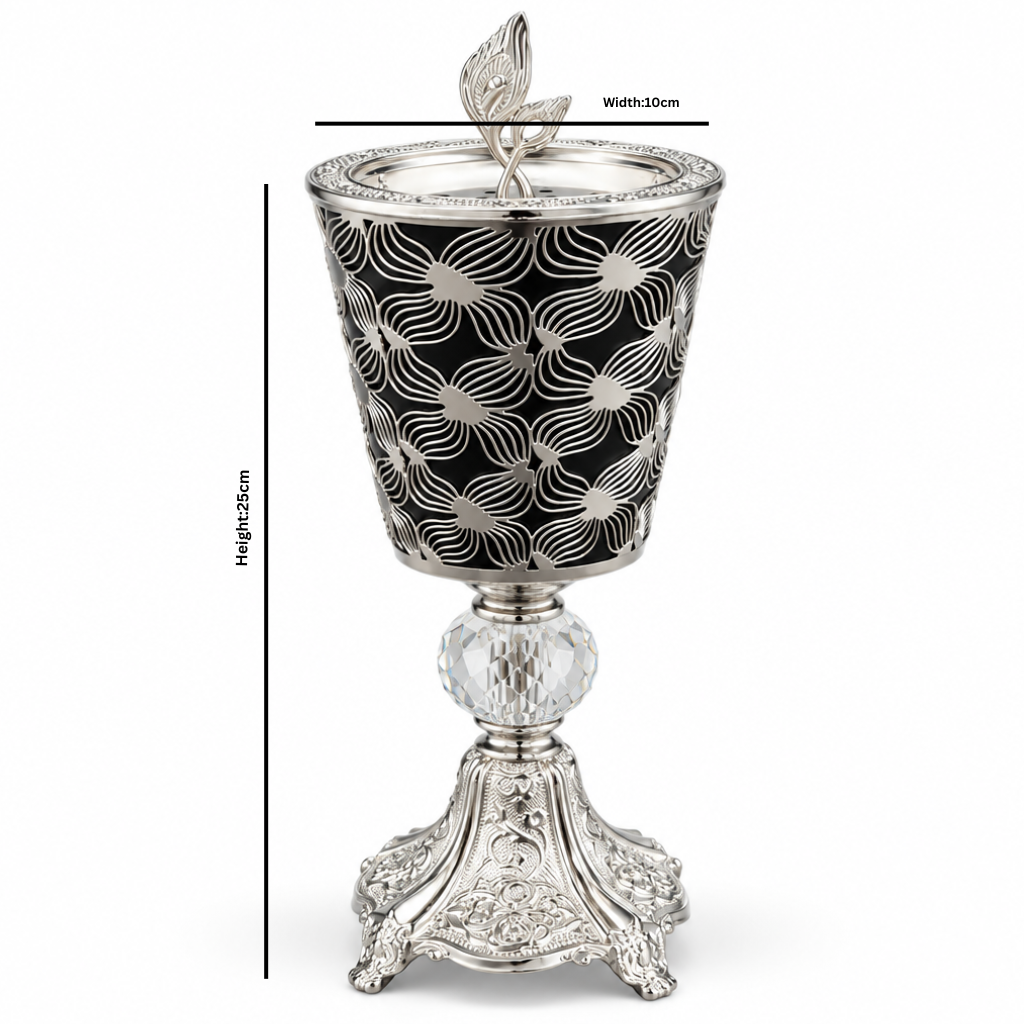 Metal Incense Burner Black & Silver – 25×10cm