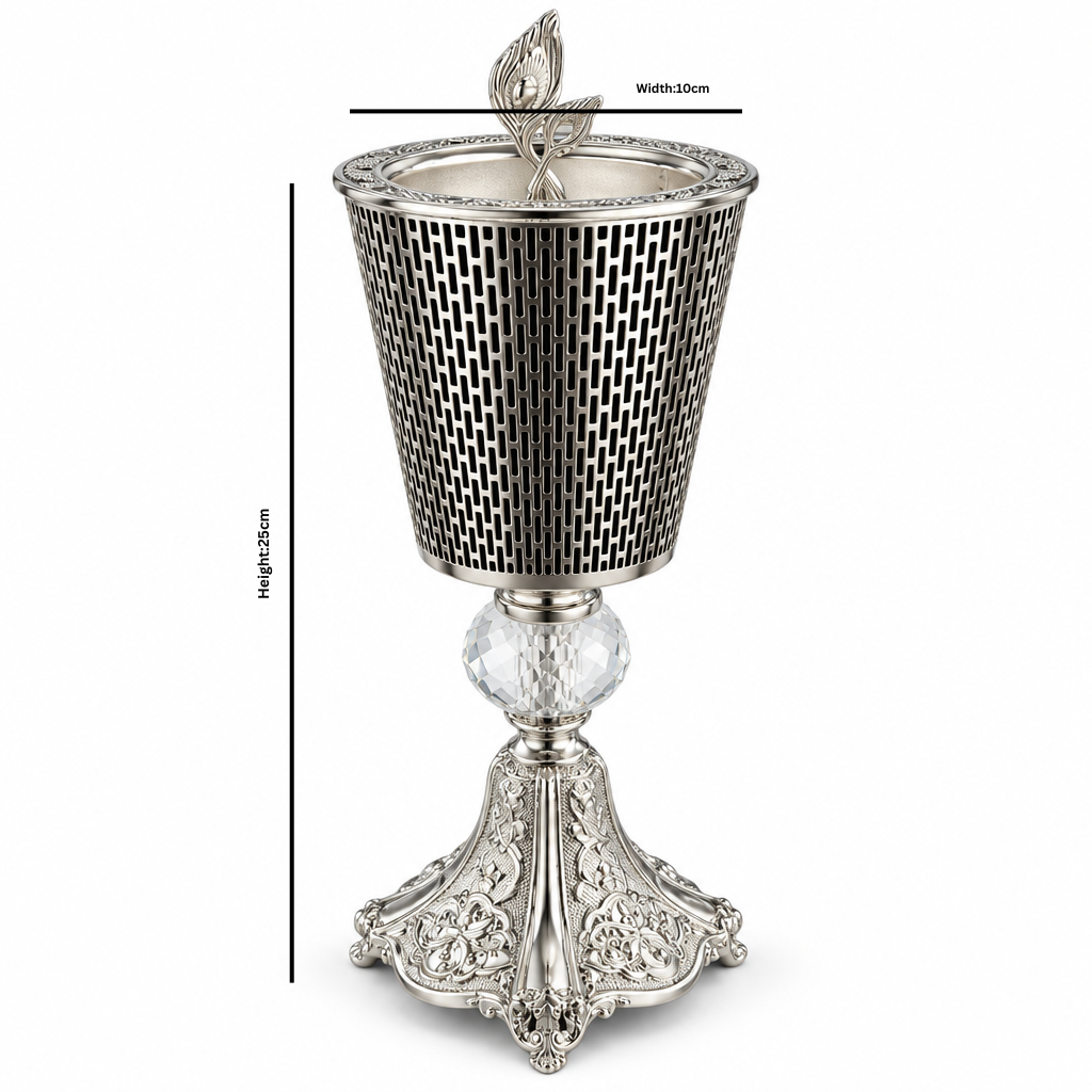 Metal Incense Burner Silver & Black - 25×10cm