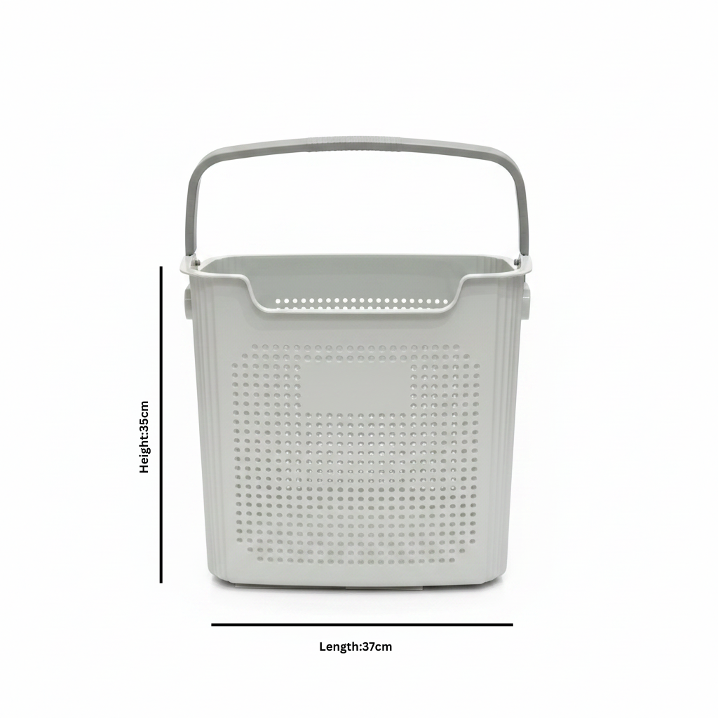 G-Spark Light Grey Plastic Laundry Basket with Handle - 35×37cm
