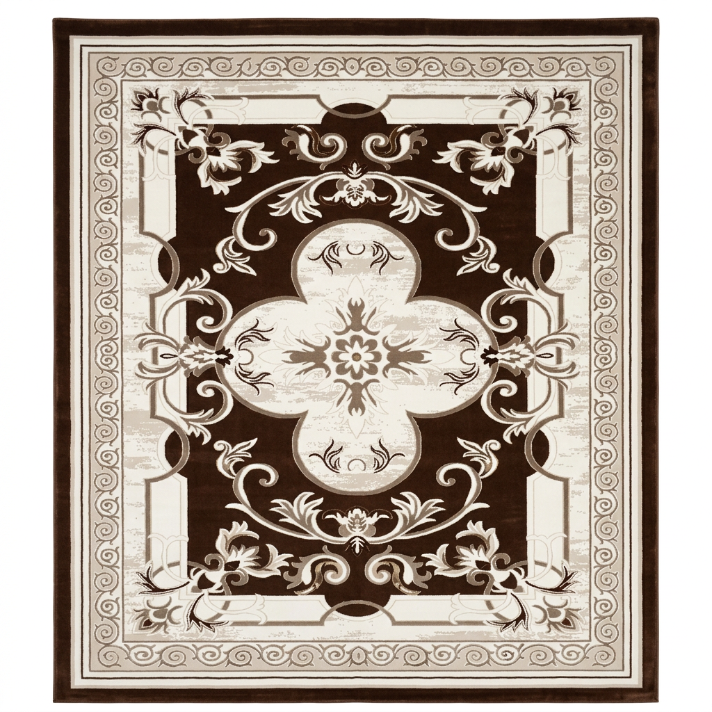 Allora Ornate Floral Carpet Brown & Cream - 200×300cm