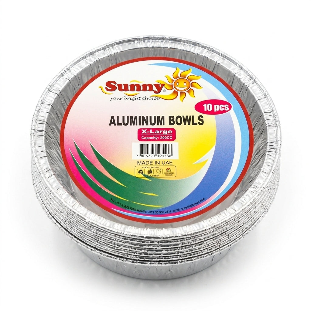 Sunny Aluminium Bowls 200 cc, Silver, 10 Pieces