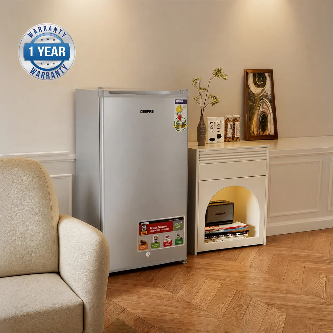 Geepas 110L Single Door Defrost Refrigerator GRF119SPE