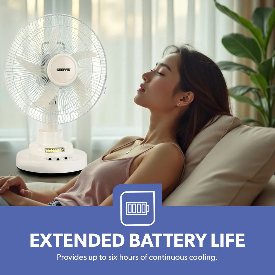 Geepas Rechargeable 12-Inch Oscillating Fan GF21118