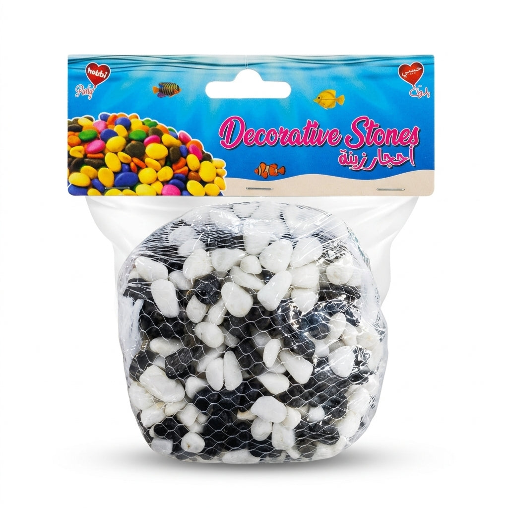 Habibi Decorative Stones Black and White – 100 Gram Pack, Approx. 1 cm Each