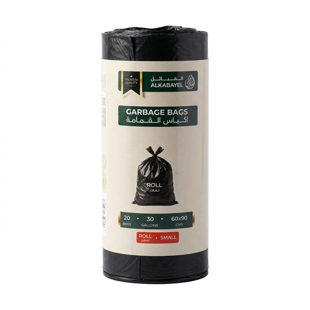 Garbage Bags Roll, 20 Bags, 30 Gallons, 60 x 90 cm (Small) - Black