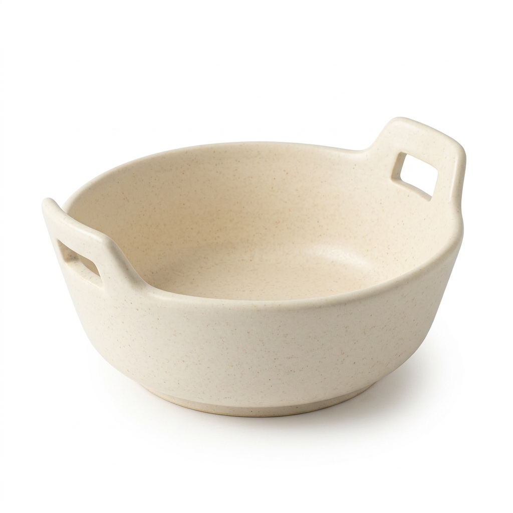Ceramic Bowl with Two Handles Cream – 18cm