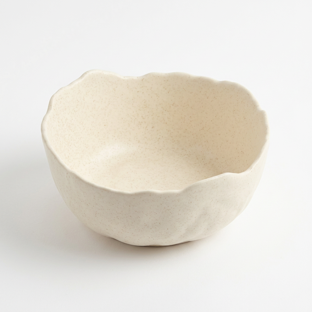 Ceramic Bowl with Wavy Rim Cream – 17cm
