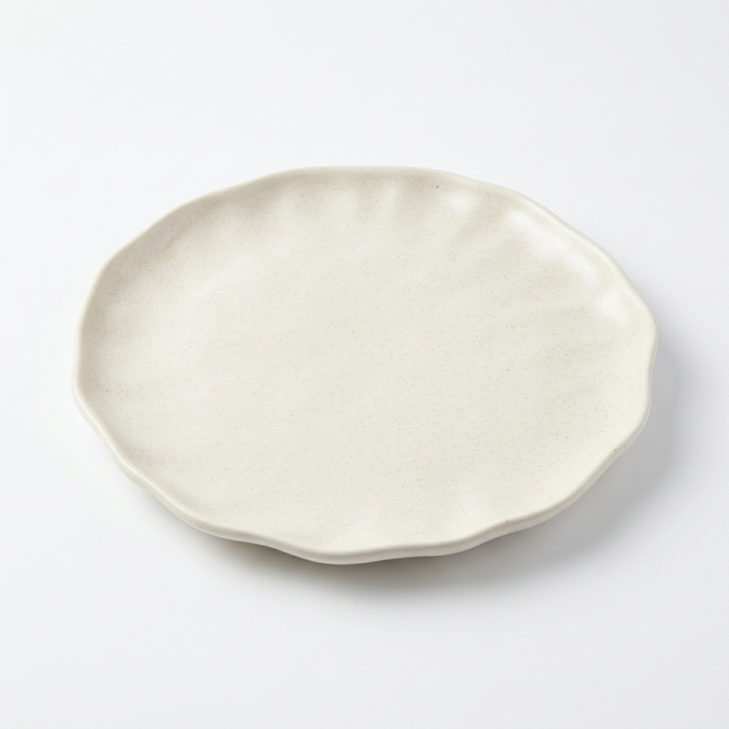 Ceramic Plate with Wavy Rim Cream - 25cm