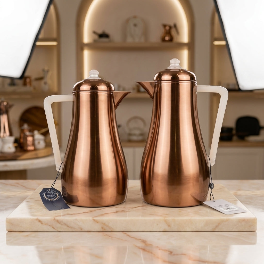 Elena Vacuum Flask Set, 0.7 + 1 Litre, Copper with Frost