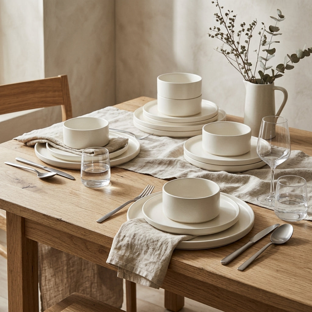 Cuisine Art 12-Piece Stoneware Dinner Set – Cream