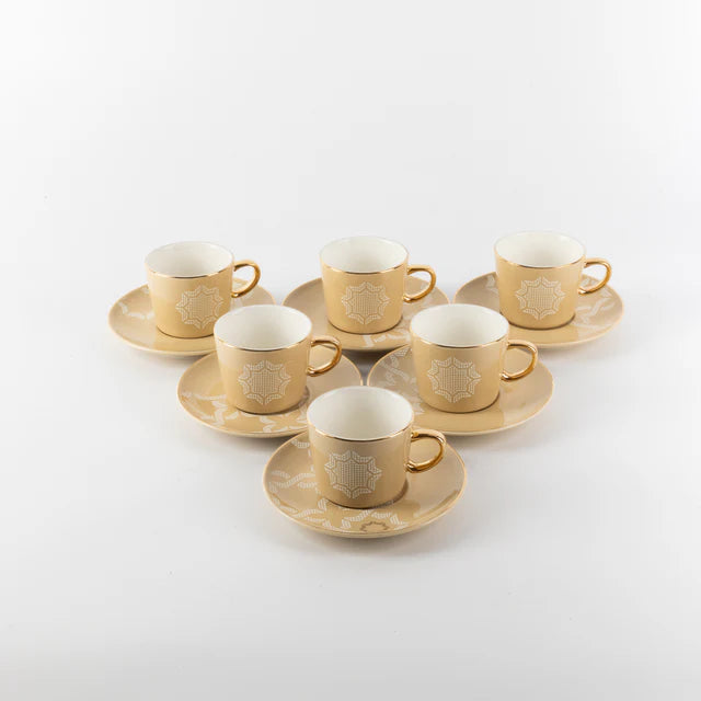 Otantik Octara - Espresso/Turkish Coffee Set (12-Pc) - Ivory & Gold -115ml