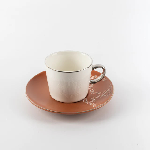 Otantik Octara - Espresso/Turkish Coffee Set (12-Pc) - Orange & Silver -115ml