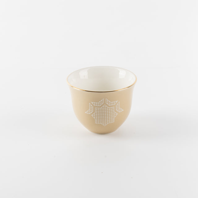 Otantik Octara - Arabic Coffee Cups With Holder - Porcelain- Ivory & Gold