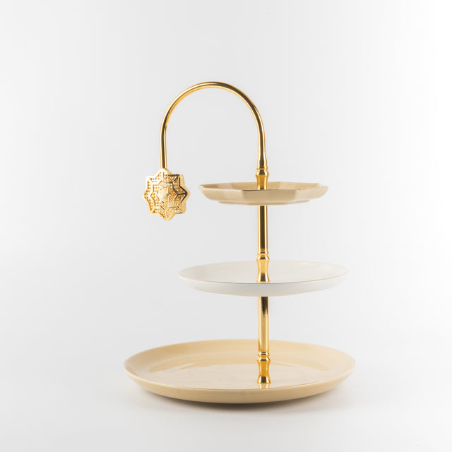 Otantik Octara - 3 Tier Cake Stand - Ivory & Gold 11"*10"