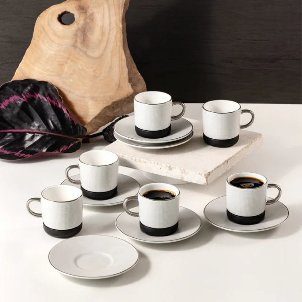Otantik Sidrah - Espresso/Turkish Coffee Set (12-Pc) - Midnight Silver -115ml