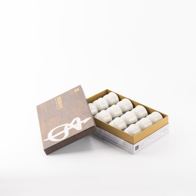 Otantik Sidrah - Arabic Coffee Cups Set (12-Pc) - Walnut Gold - 80ml