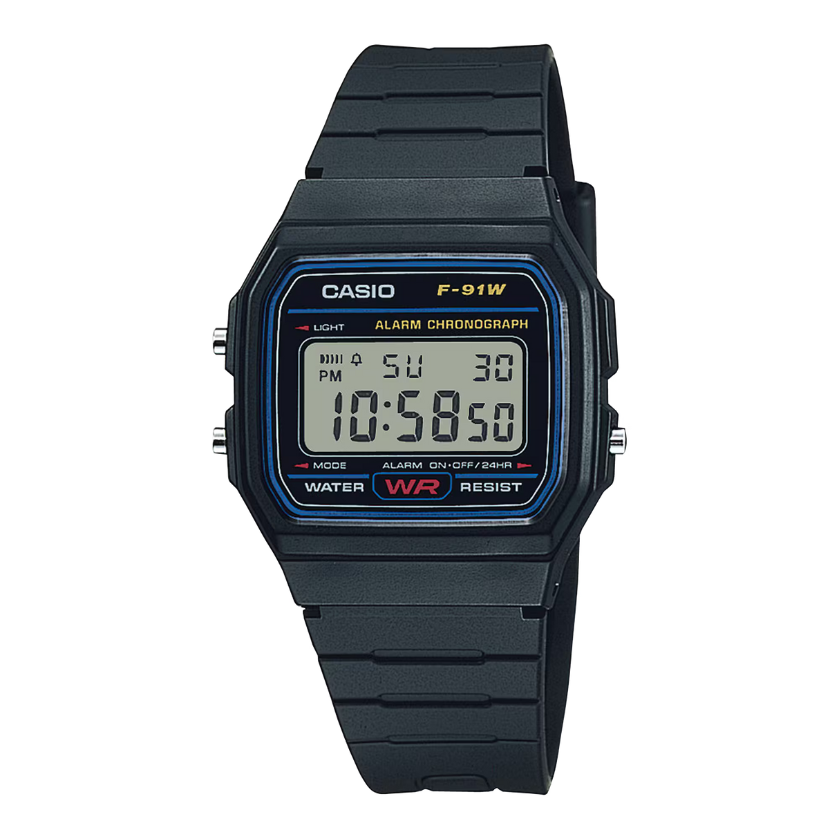 Casio F-91W digital watch in black resin