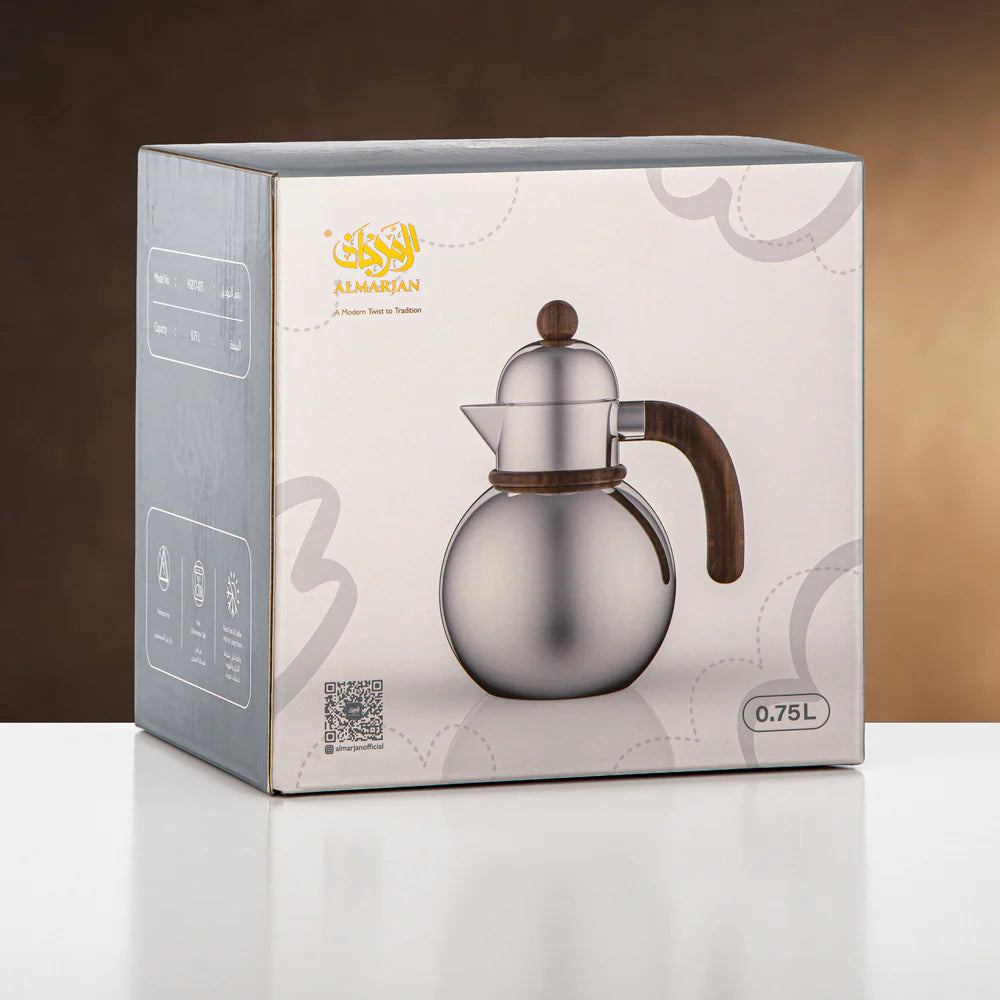Almarjan Vacuum Flask – 0.75L – Silver & Frost Finish
