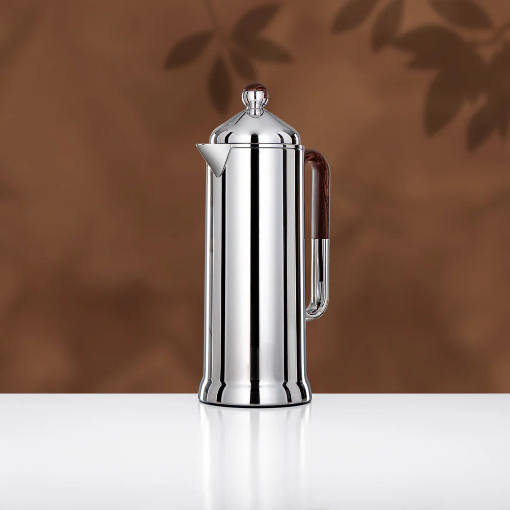 Almarjan 2 Pieces Vacuum Flask Set, Silver & Dark Wood