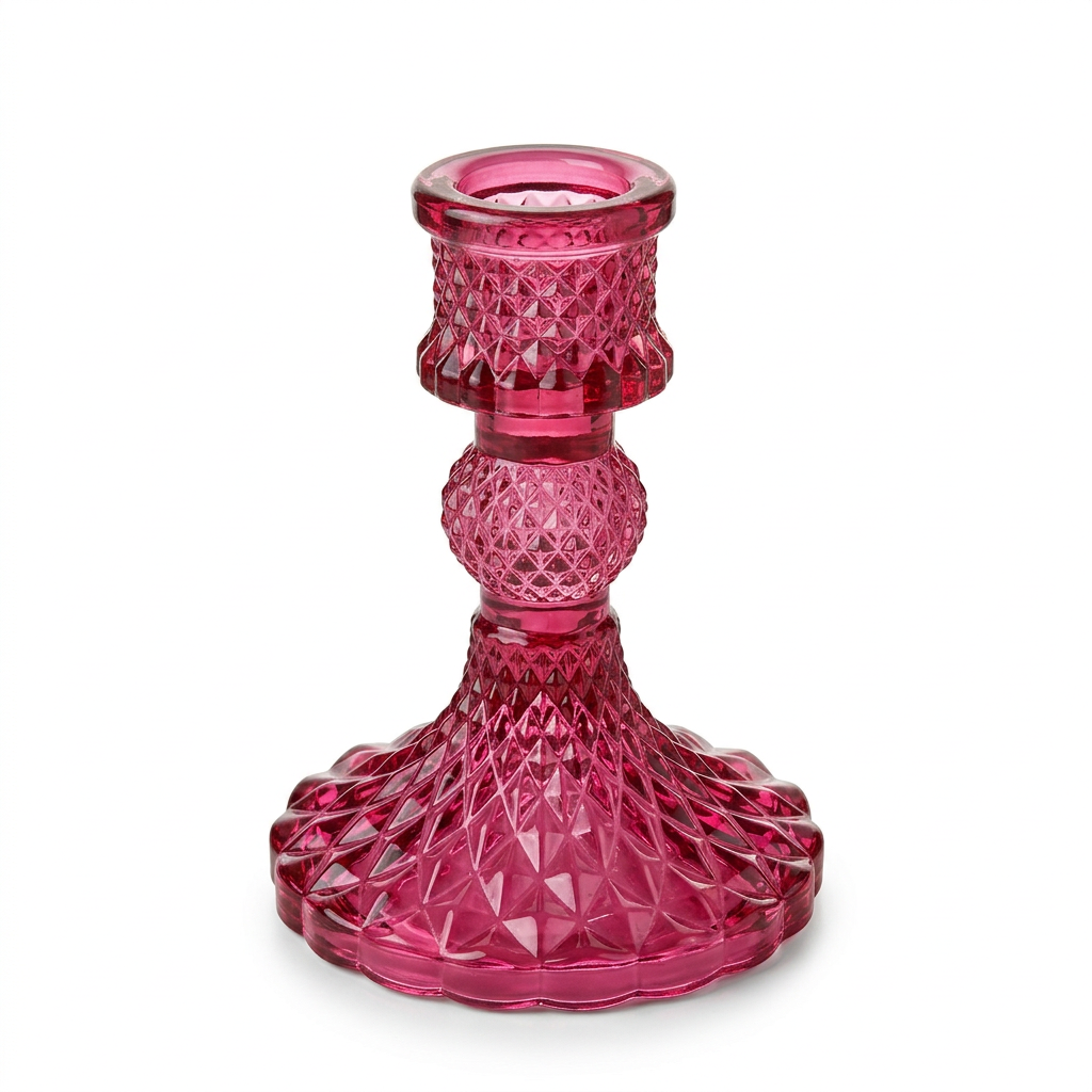 Faceted Crystal Candle Holder – 10 cm