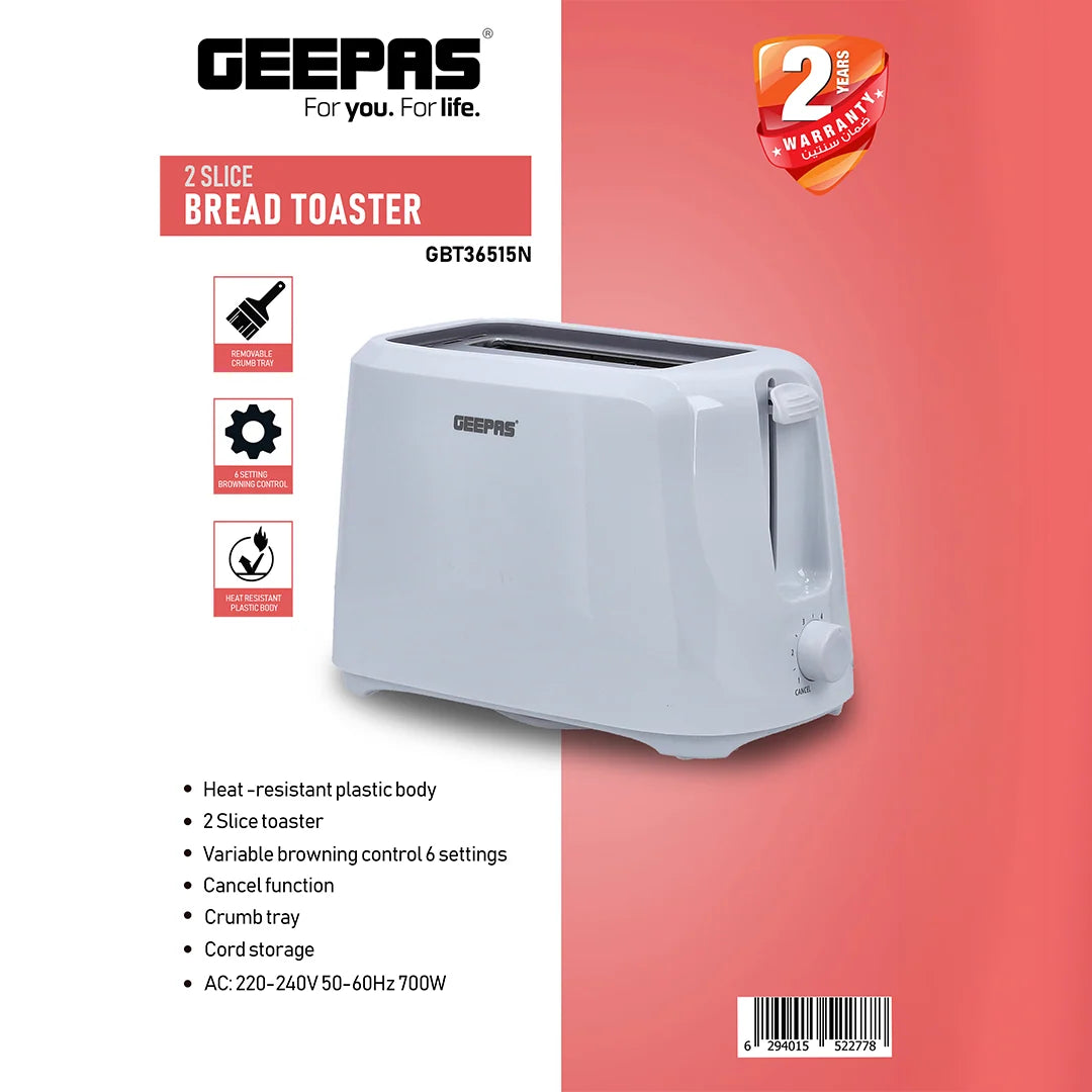 Geepas 2-Slice Bread Toaster GBT36515