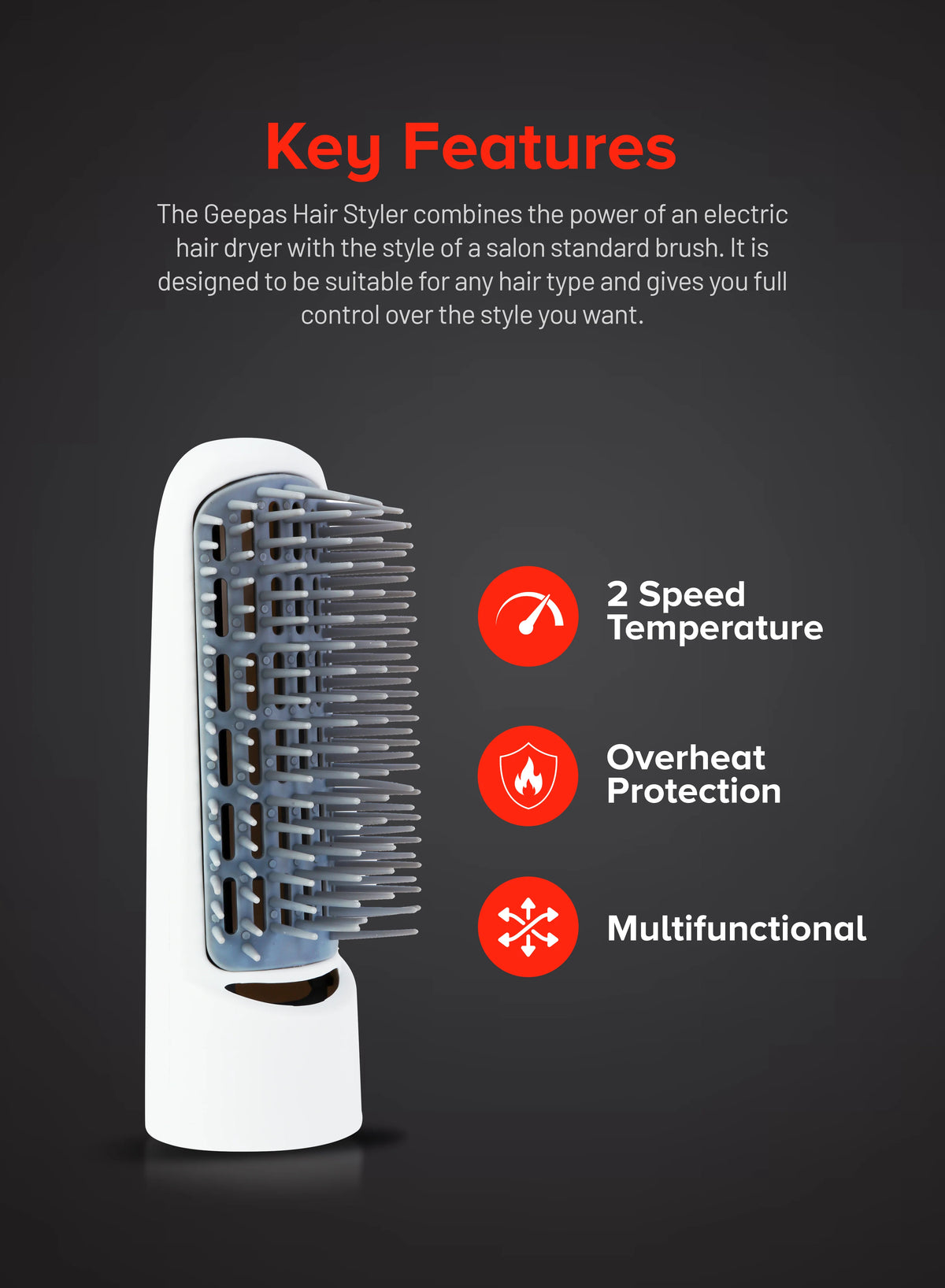 Geepas 2-in-1 Hair Styler GH652N1