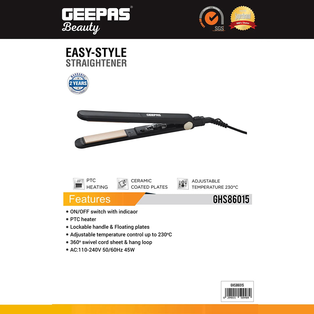 Geepas Easy-Style Hair Straightener GHS86015