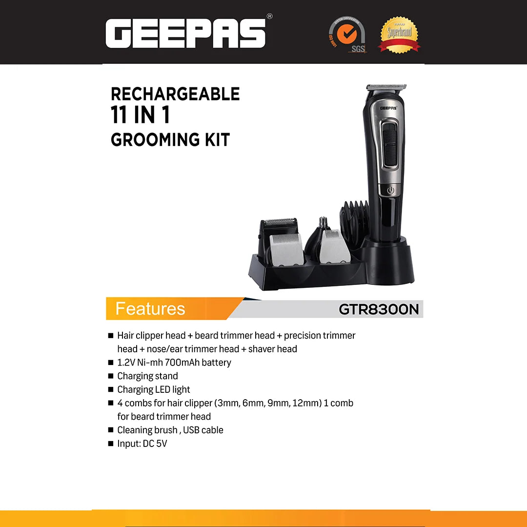 Geepas Rechargeable 11-in-1 Grooming Kit GTR8300