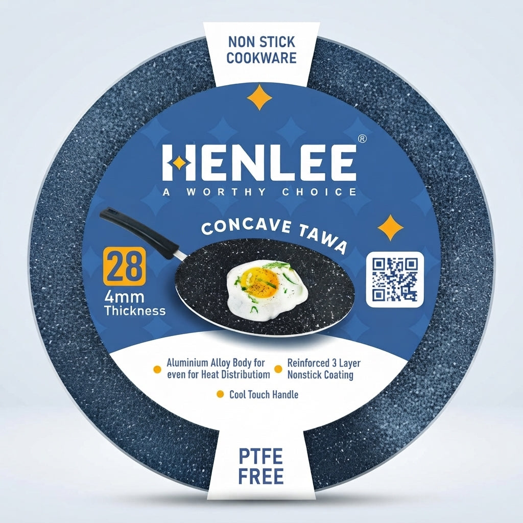 Henlee Non-Stick Concave Tawa 28 cm – 4 mm Thickness