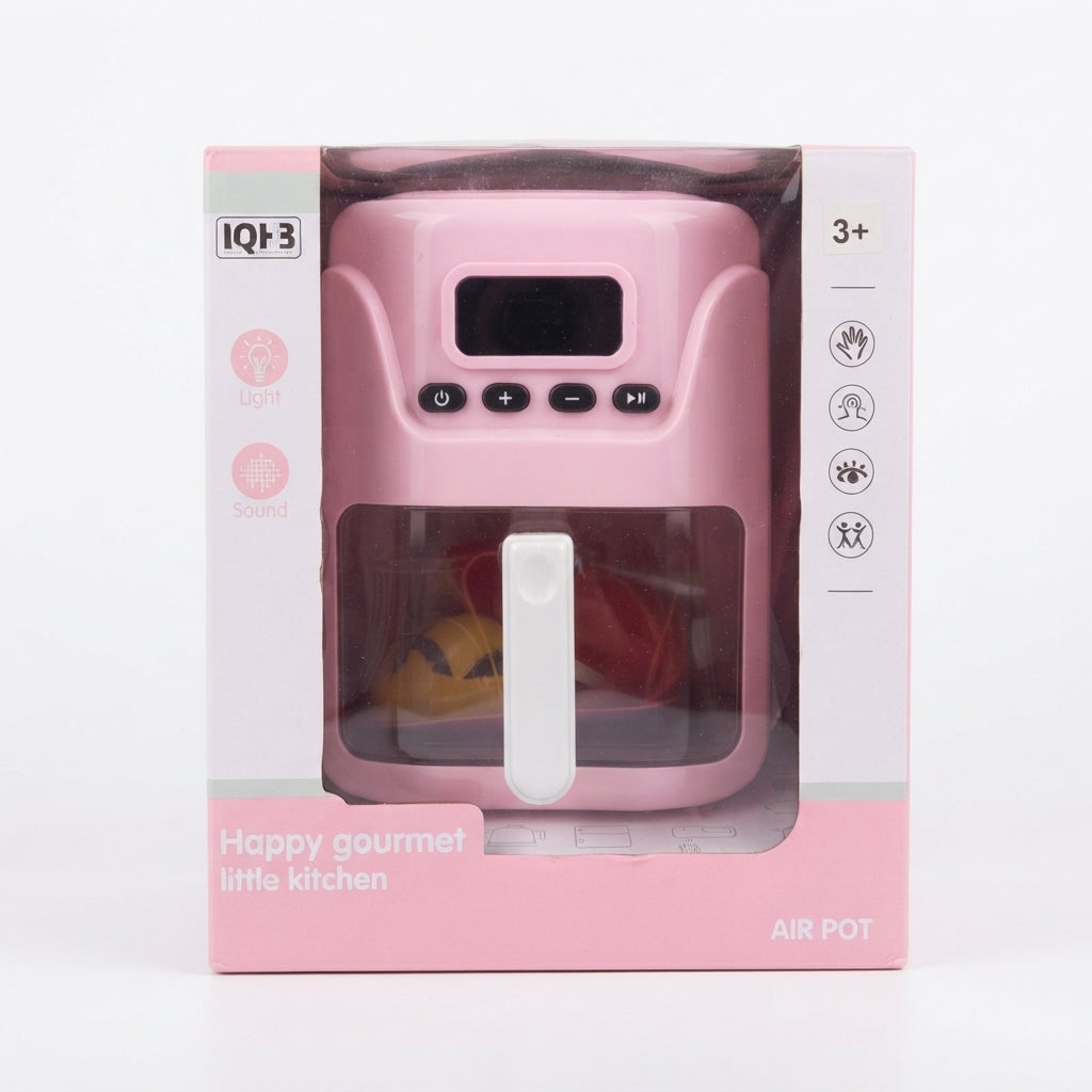Happy Gourmet Toy Air Fryer – Pink, 10 Inch, Ages 3+