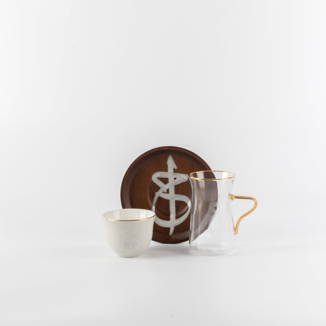 Otantik Sidrah - Tea Set (18-Pc) - Walnut Gold
