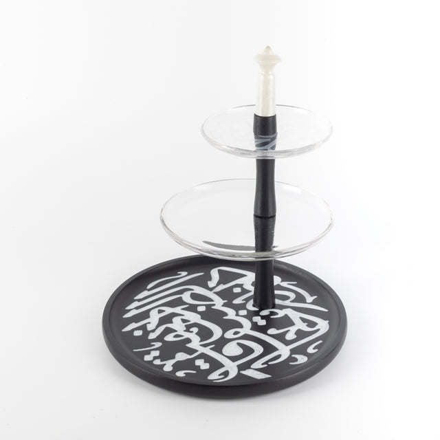 Otantik Sidrah - 3 Tier Cake Stand - Midnight Silver 32cm