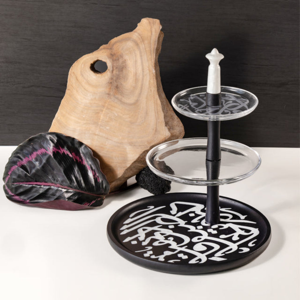 Otantik Sidrah - 3 Tier Cake Stand - Midnight Silver 32cm