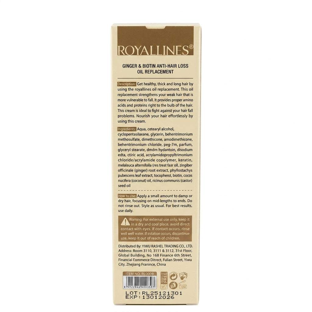 Royallines Ginger & Biotin Anti-Hair Loss Oil Replacement – 250ml