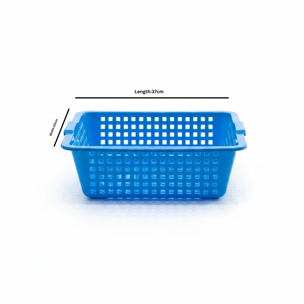 Plastic Multi-Purpose Kitchen Tray Basket - 37×30 cm - Blue / Pink