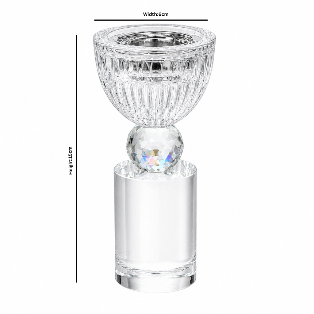 Clear Crystal Glass Incense Burner – 15×6 cm