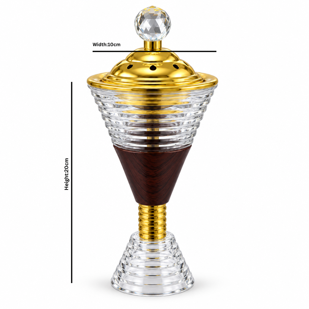 Glass & Metal Incense Burner with Decorative Lid - 20×10cm