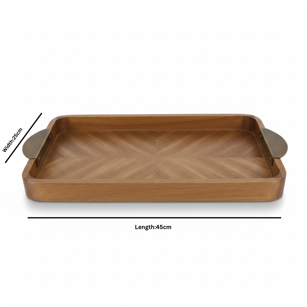 Luhpar Rectangular Wooden Serving Tray - 45×25cm