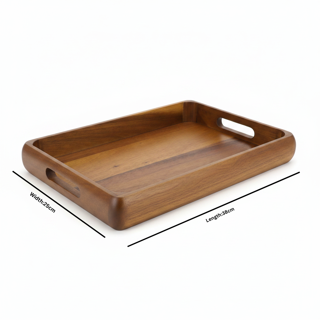 Luhpar Rectangle Wooden Serving Tray - 38×25cm