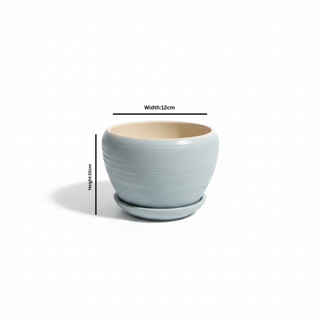 Ceramic Vase with Base Light Blue - 10×12cm