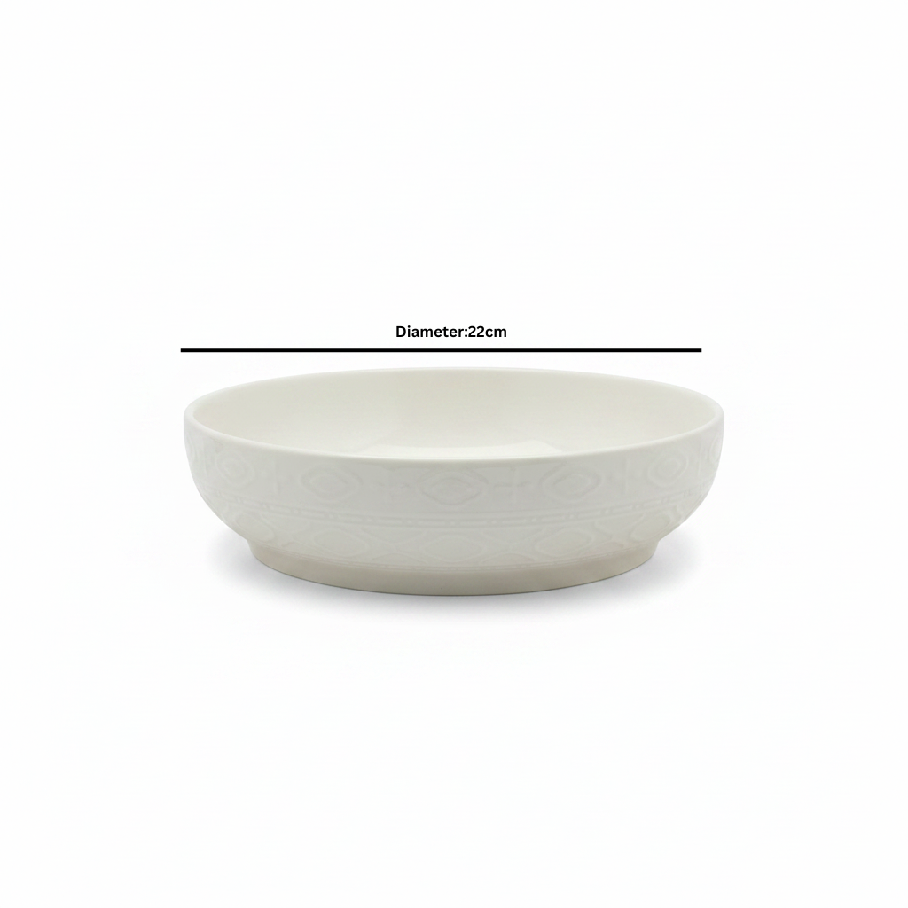 White Ceramic Serving Bowl - 22cm