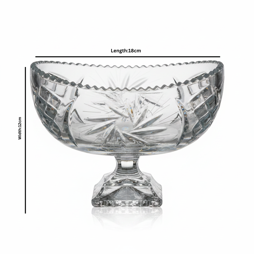 Sunstar Crystal Cut Glass Footed Candy Bowl - 18×12 cm