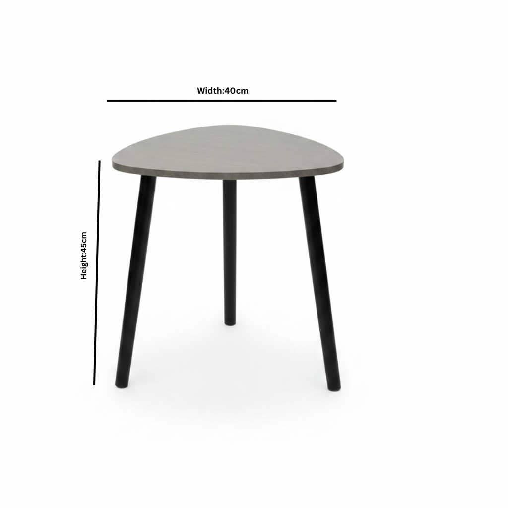 Grey & Black Triangular Side Table - 40×45 cm