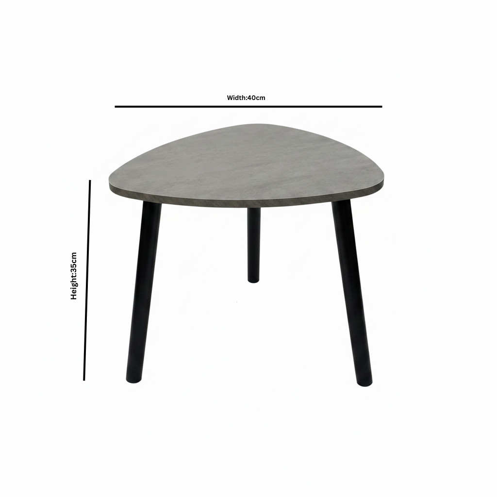 Grey & Black Triangular Wooden Coffee Table - 35×40 cm